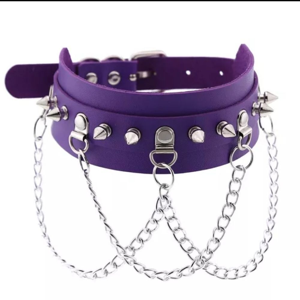 NWOT Purple Spike Punk Choker Collar